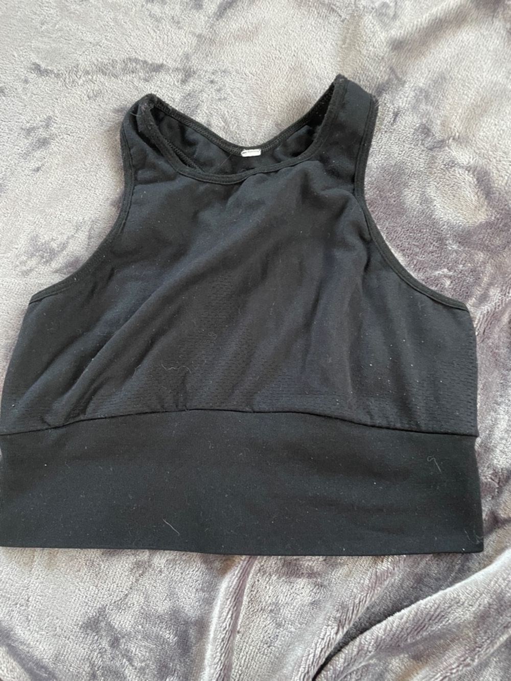 Black Women's High-Neck Crop Tank Top